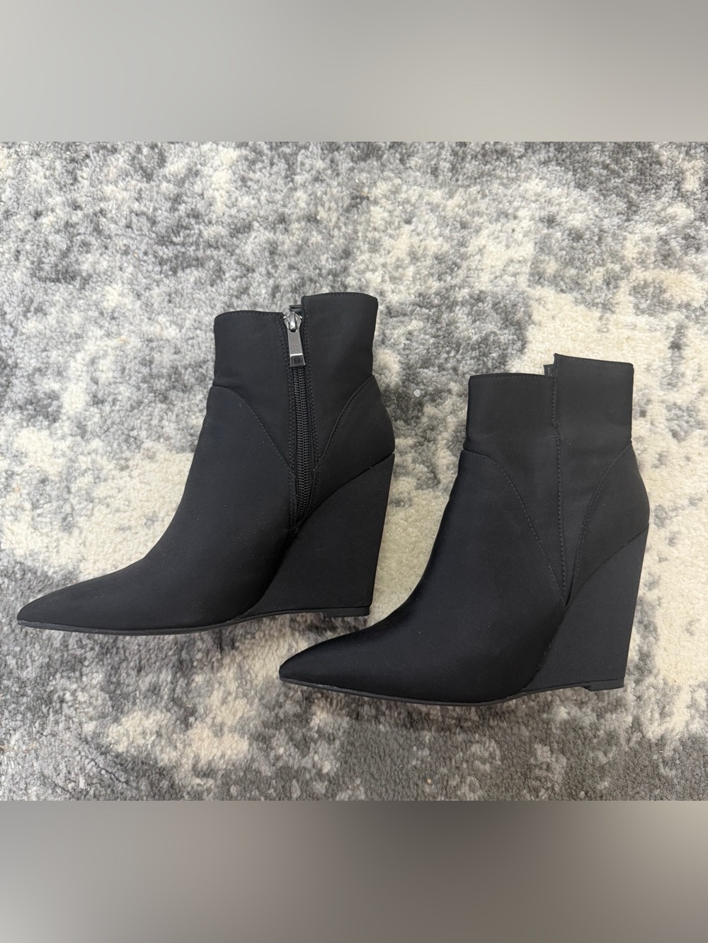 Zara Black Pointed Toe Wedge Ankle Boots